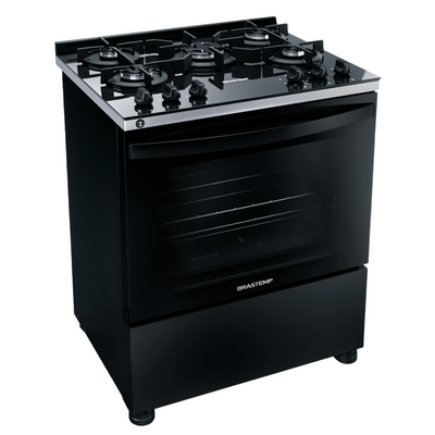 Fogão 5 Bocas Brastemp BFS5VCE Mesa de Vidro e Turbo Chama Preto Bivolt