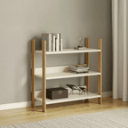 Estante E106 Dalla Costa 93cm 3 Prateleiras 100% MDF Off White e Freijó