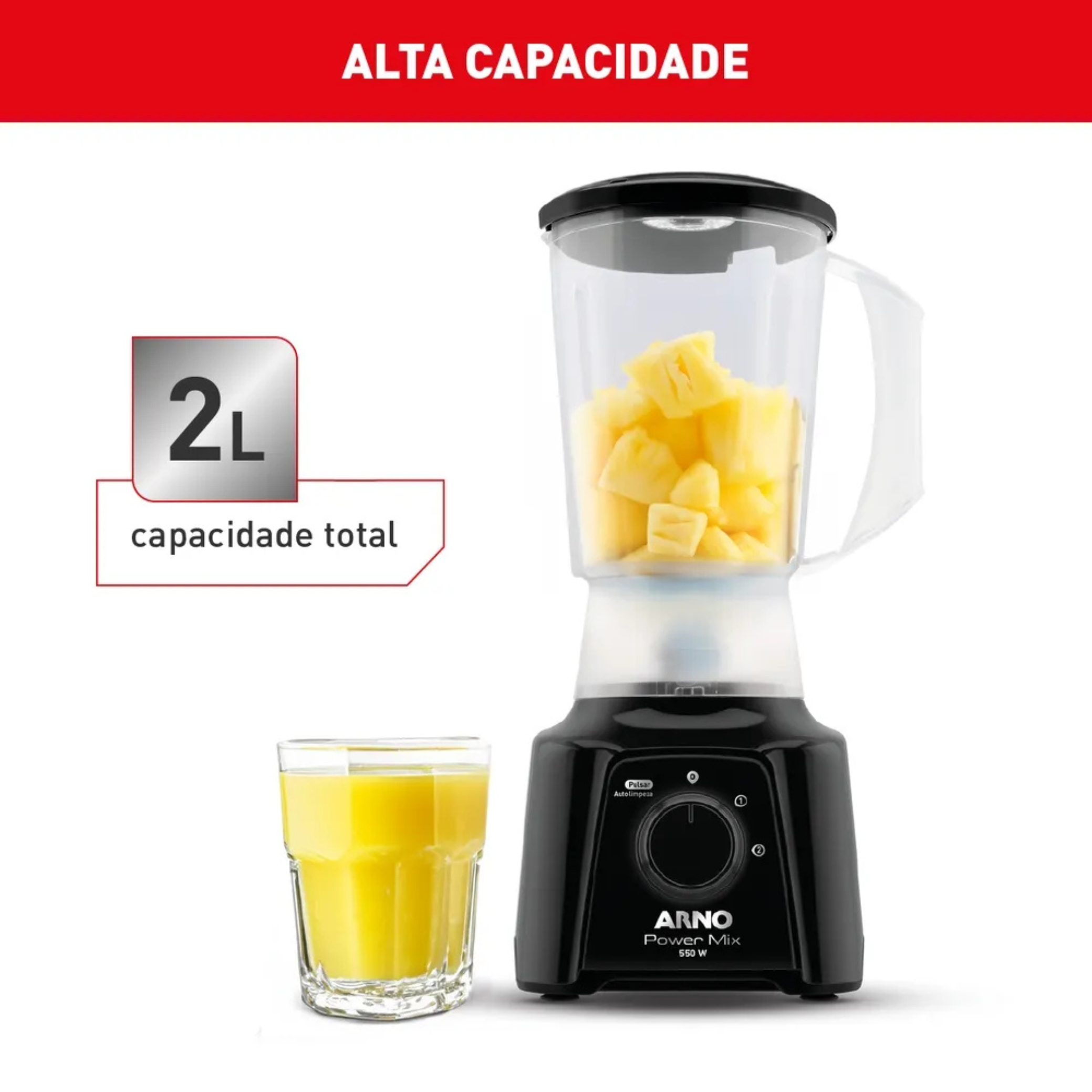 Liquidificador Arno 2L Power Mix 700W Preto 220V
