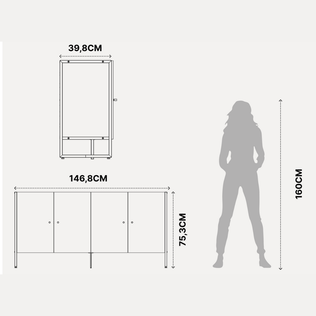 Armário Balcão Voss Província 147cm 4 Portas Freijó e Champanhe