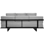 Sofá Living Chelles 200cm Konfort Base em Metal Preto Linho Cinza