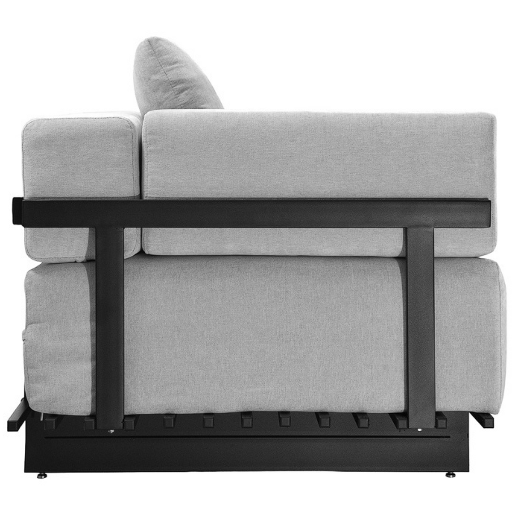 Sofá Living Chelles 200cm Konfort Base em Metal Preto Linho Cinza