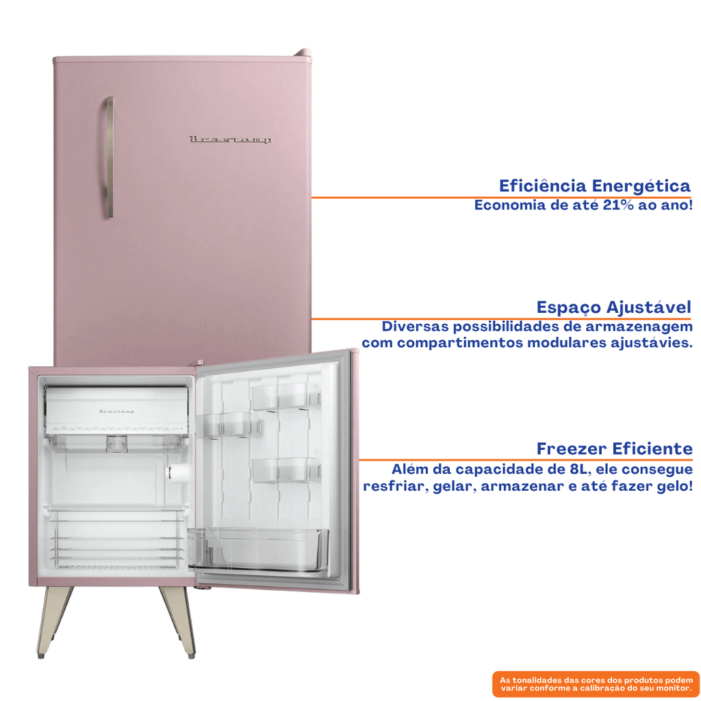 Frigobar Brastemp Retrô 76L BRA08MO Rose 220V