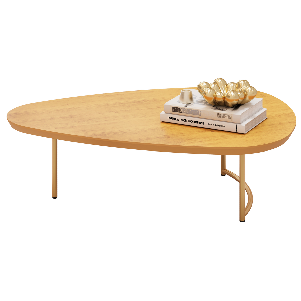 Mesa de Centro Pétala DJ Móveis Orgânica Pé Dourado Cedro