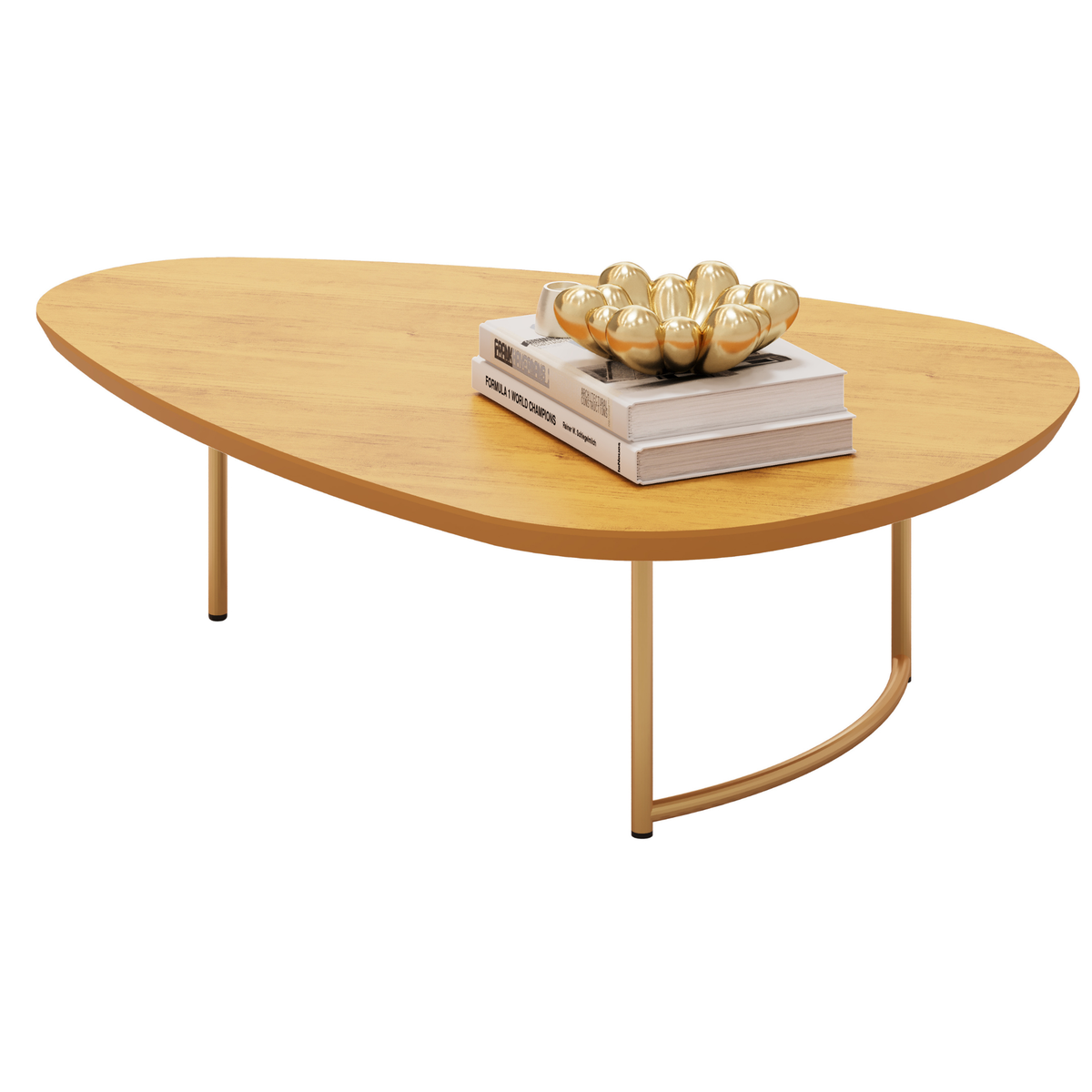 Mesa de Centro Pétala DJ Móveis Orgânica Pé Dourado Cedro