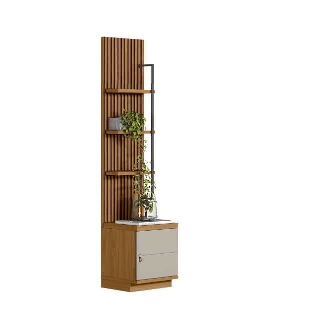 Módulo Lateral para Rack com Painel Ouro Preto Linea 44cm Nature e Off White