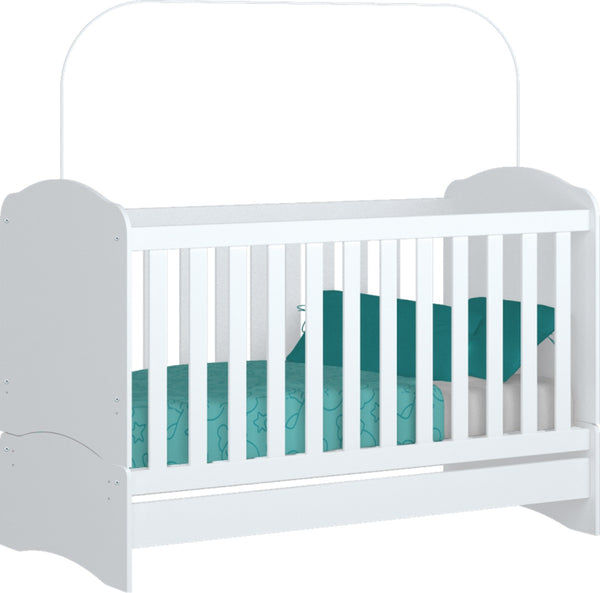 Berço Mini Cama Bala de Menta Henn 3 em 1 60cm Branco