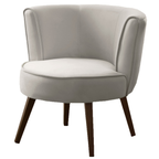 Poltrona Luna 72cm Konfort Pés Trapézio Castanho Veludo Cinza Claro