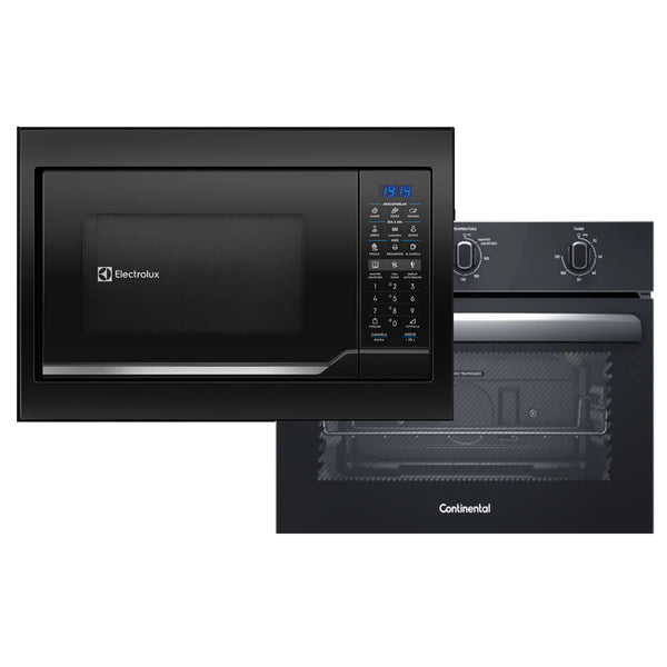 Kit Forno Elétrico de Embutir 50 Litros Continental - Preto OC4EM + Micro-ondas de Embutir 34 Litros - Preto ME3EP 220V