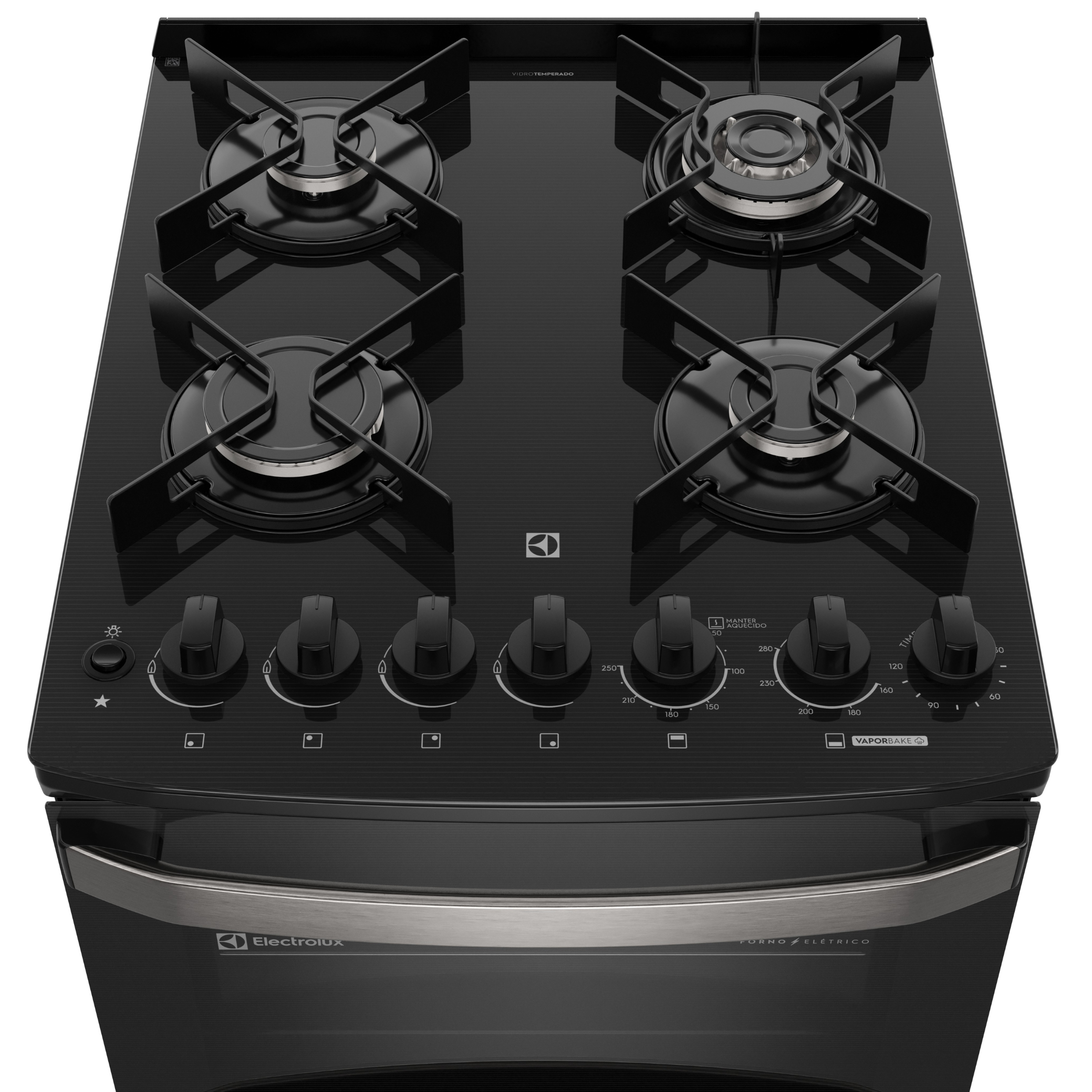 Fogão 4 Bocas Electrolux Experience FE4DP Piso Duplo Forno VaporBake Preto 220V