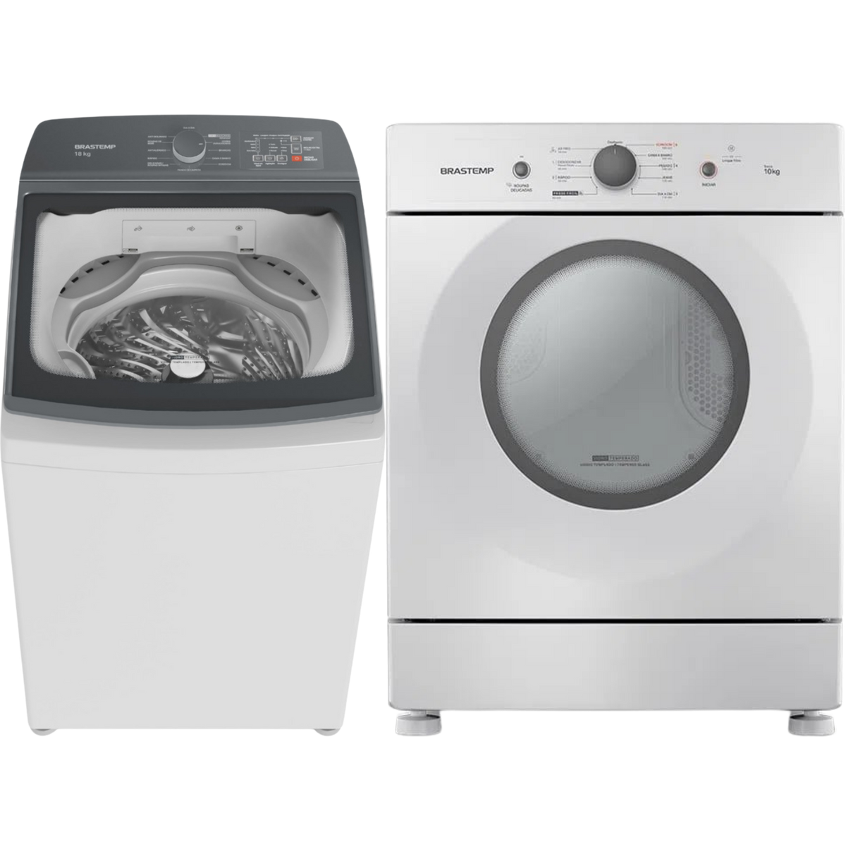 Conjunto Brastemp Lavadora de Roupas 18kg Advanced BWF18AB + Secadora Piso 10kg BSR10BB 220V
