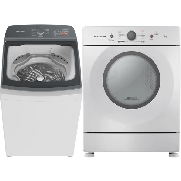 Conjunto Brastemp Lavadora de Roupas 18kg Advanced BWF18AB + Secadora Piso 10kg BSR10BB 220V