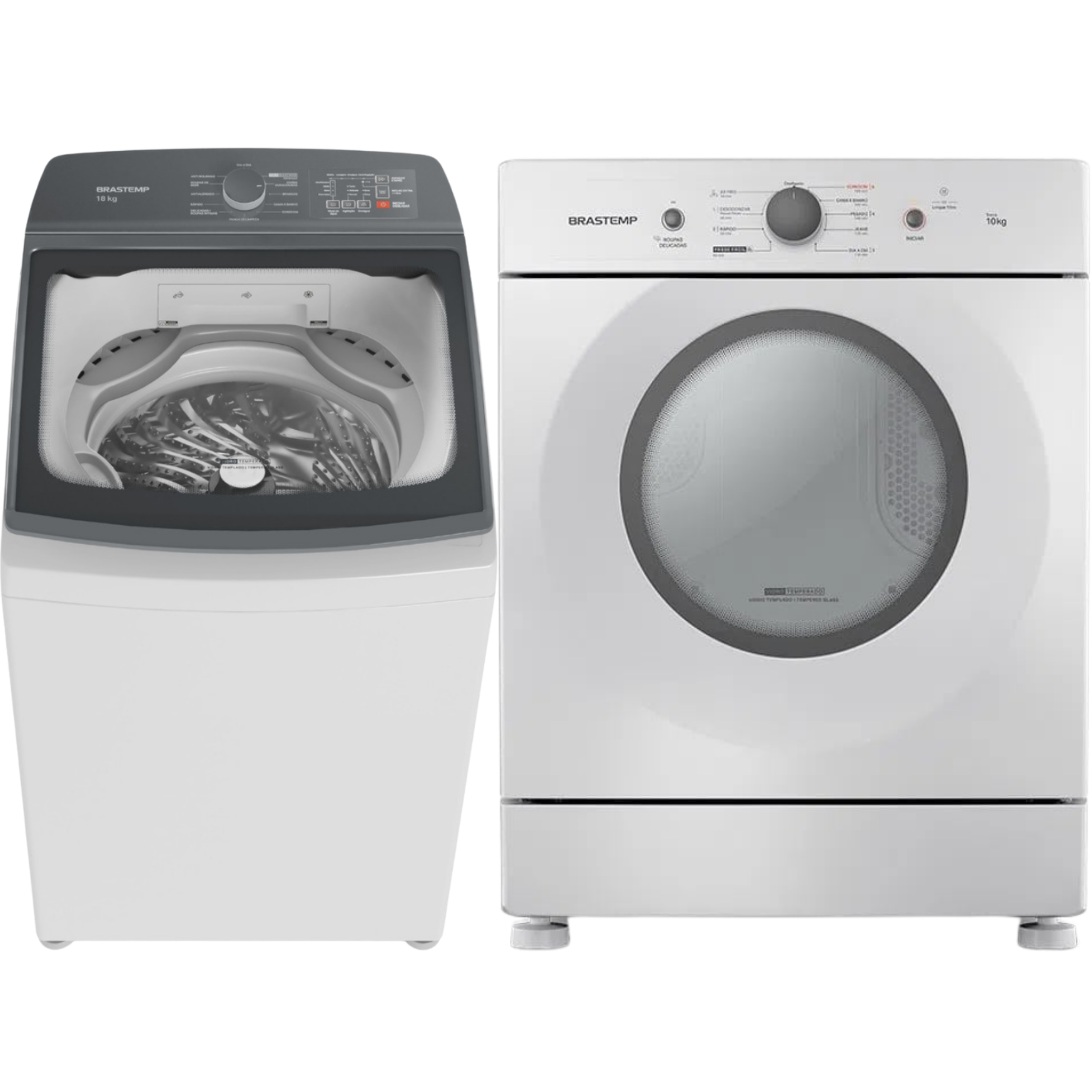 Conjunto Brastemp Lavadora de Roupas 18kg Advanced BWF18AB + Secadora Piso 10kg BSR10BB 220V