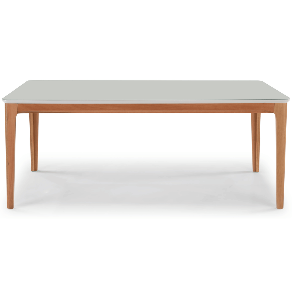 Mesa Retangular Betina Artsoli 180x100cm Tampo de Vidro Off White