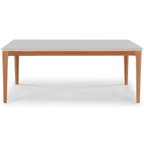 Mesa Retangular Betina Artsoli 180x100cm Tampo de Vidro Off White