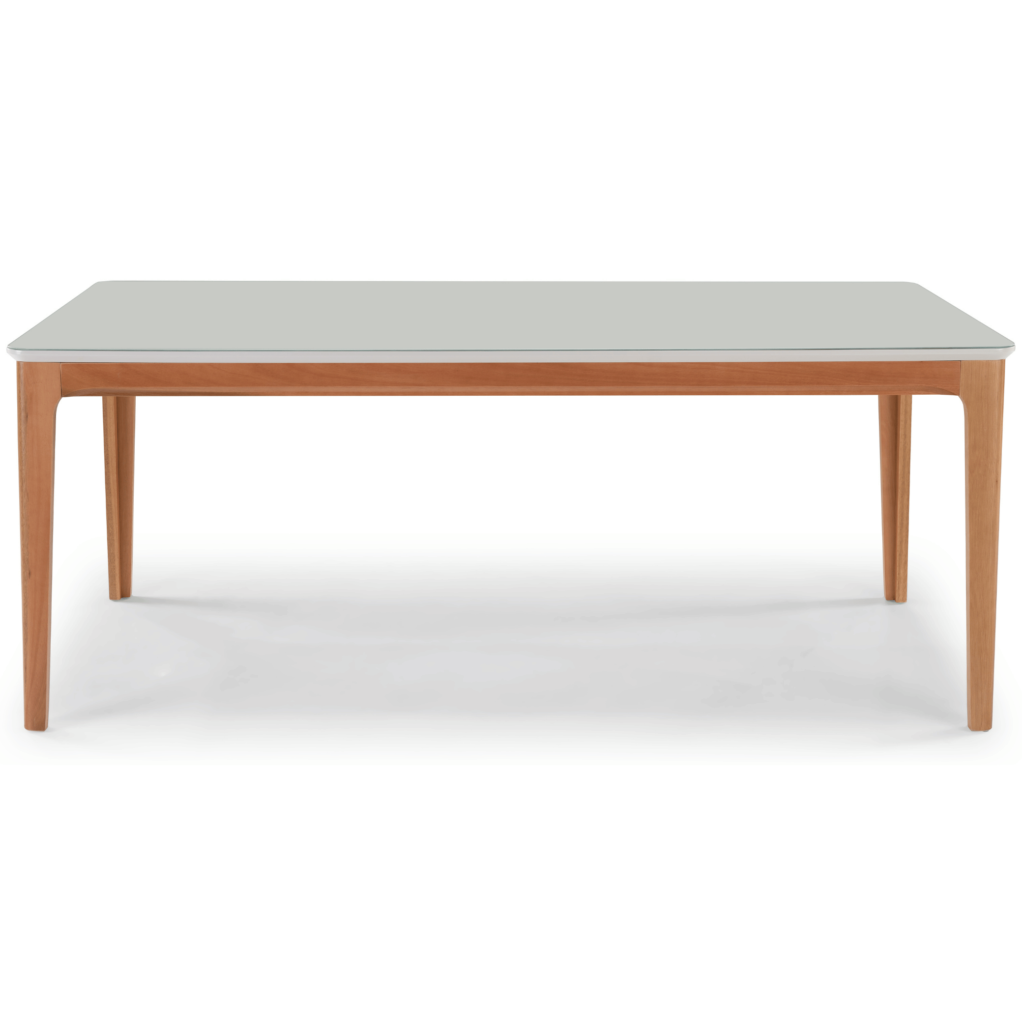 Mesa Retangular Betina Artsoli 180x100cm Tampo de Vidro Off White