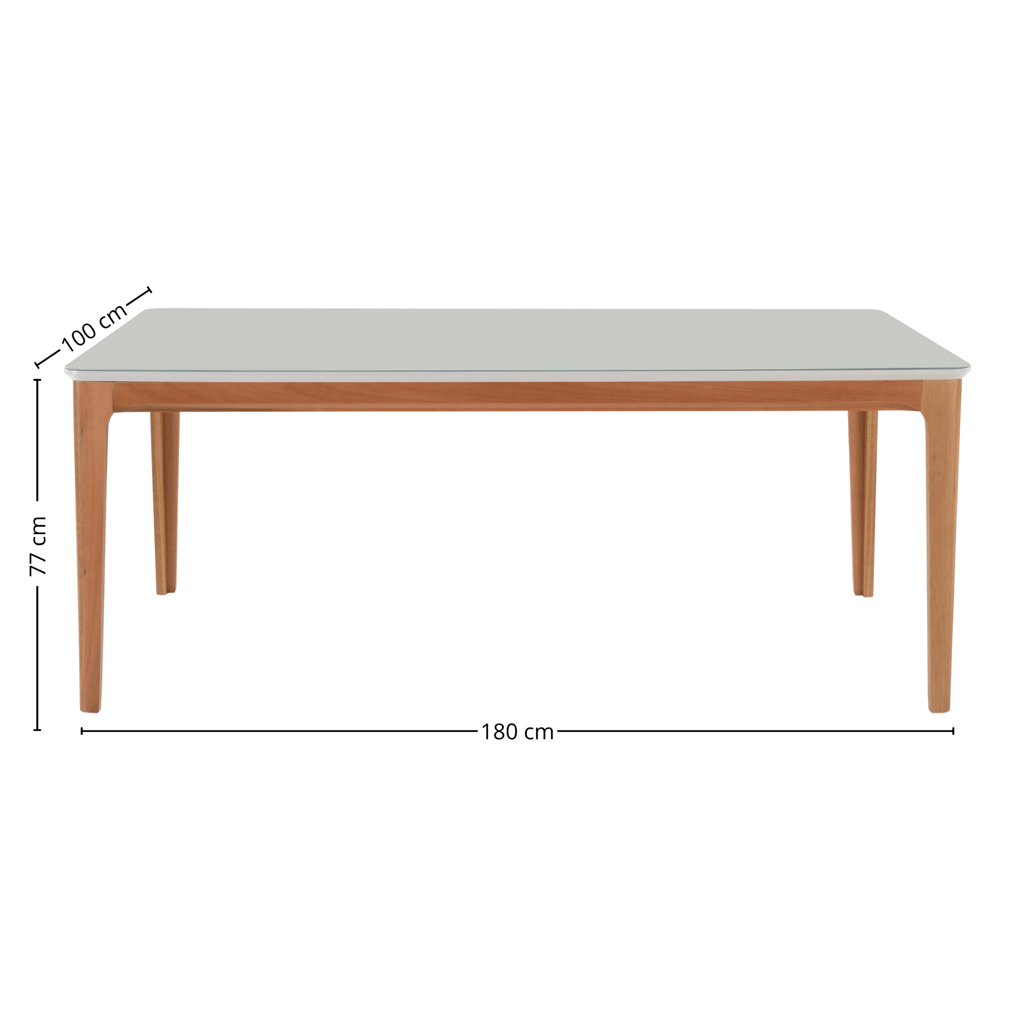 Mesa Retangular Betina Artsoli 180x100cm Tampo de Vidro Off White