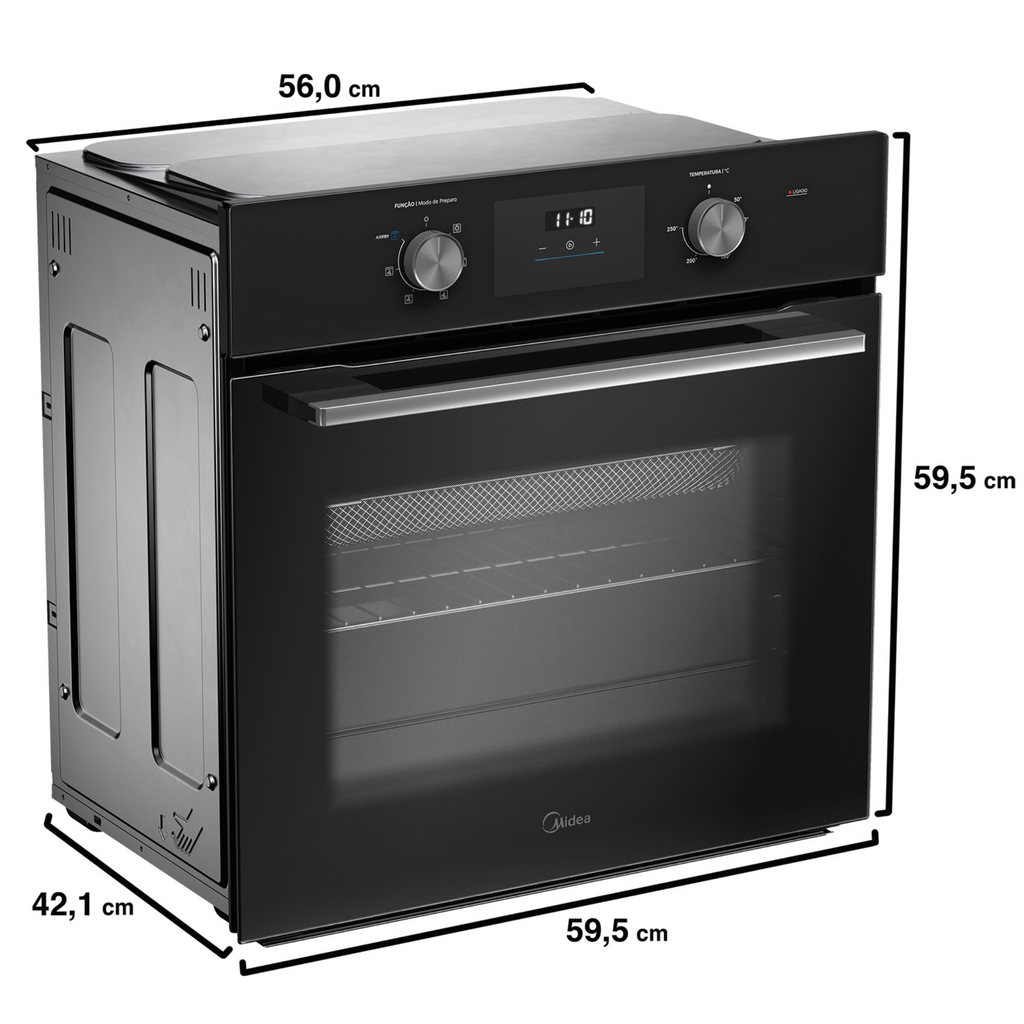 Forno de Embutir Elétrico Midea 68L TSD62 com Função Air Fryer Preto 220V