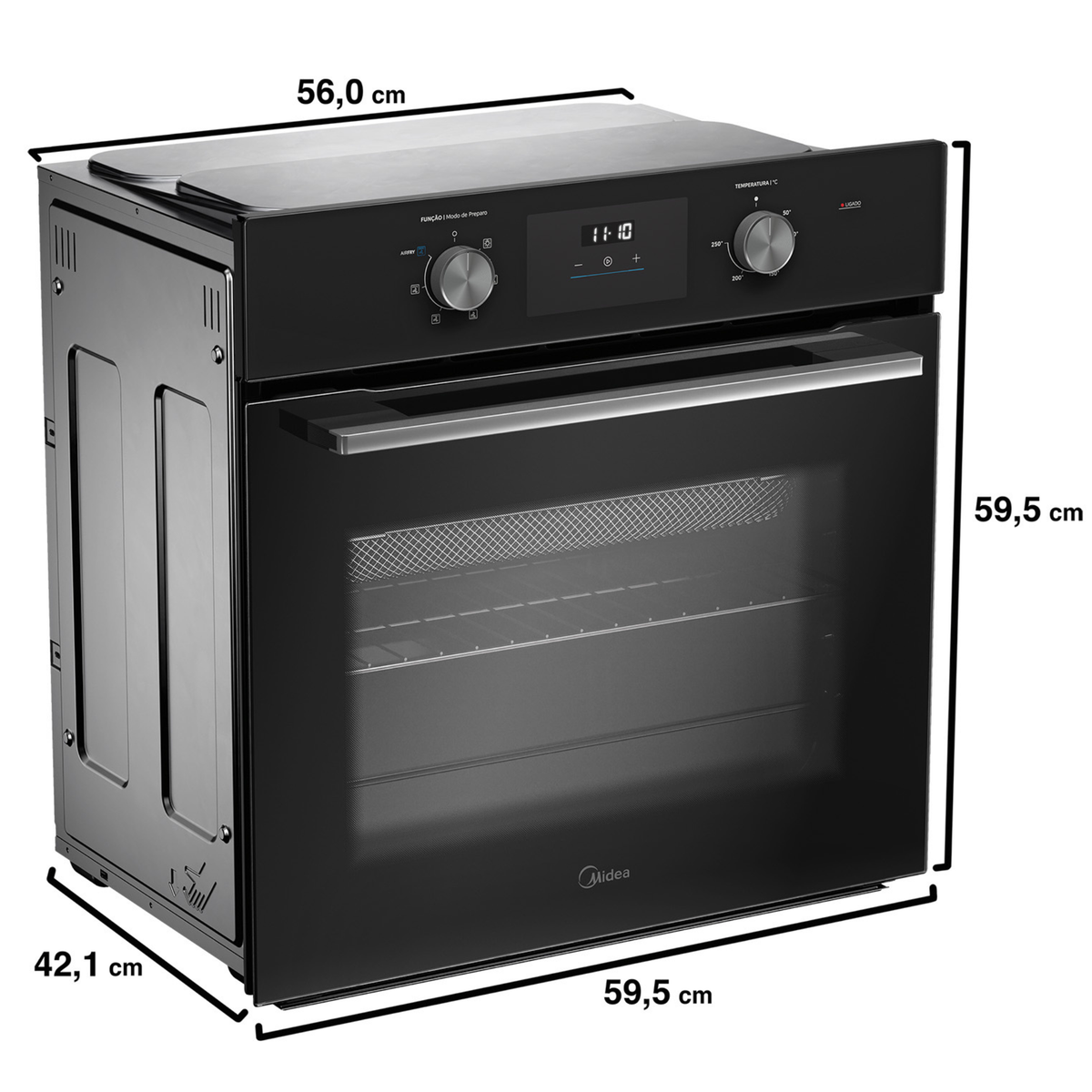 Forno de Embutir Elétrico Midea 68L TSD62 com Função Air Fryer Preto 220V