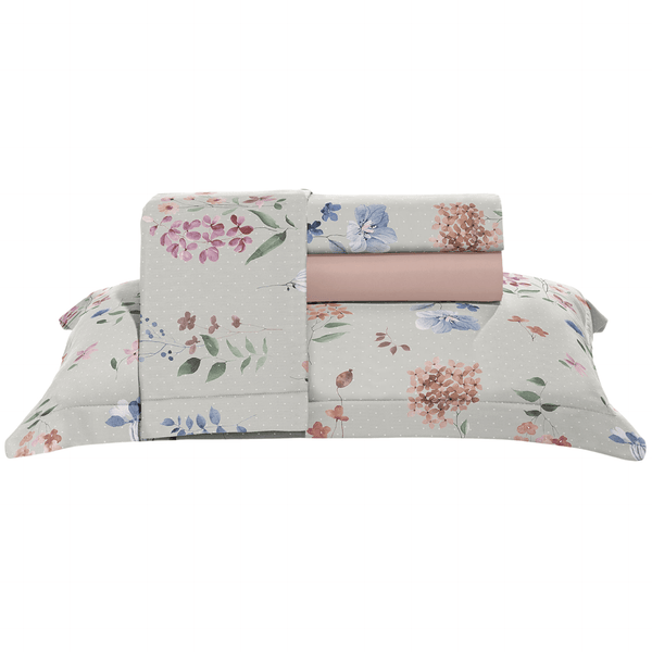 Jogo de Roupa de Cama Queen 4 Peças Hedrons Toque de Algodão Linna