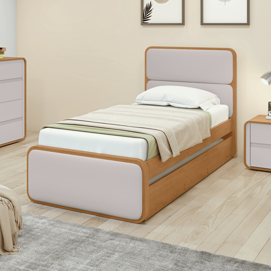 Cama Bibox Loop Lopas Com Cama Auxiliar Amêndoa e Off White