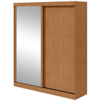 Roupeiro Zeine Lopas 180cm 2 Portas Correr com Espelho Flex Amêndoa e Off White