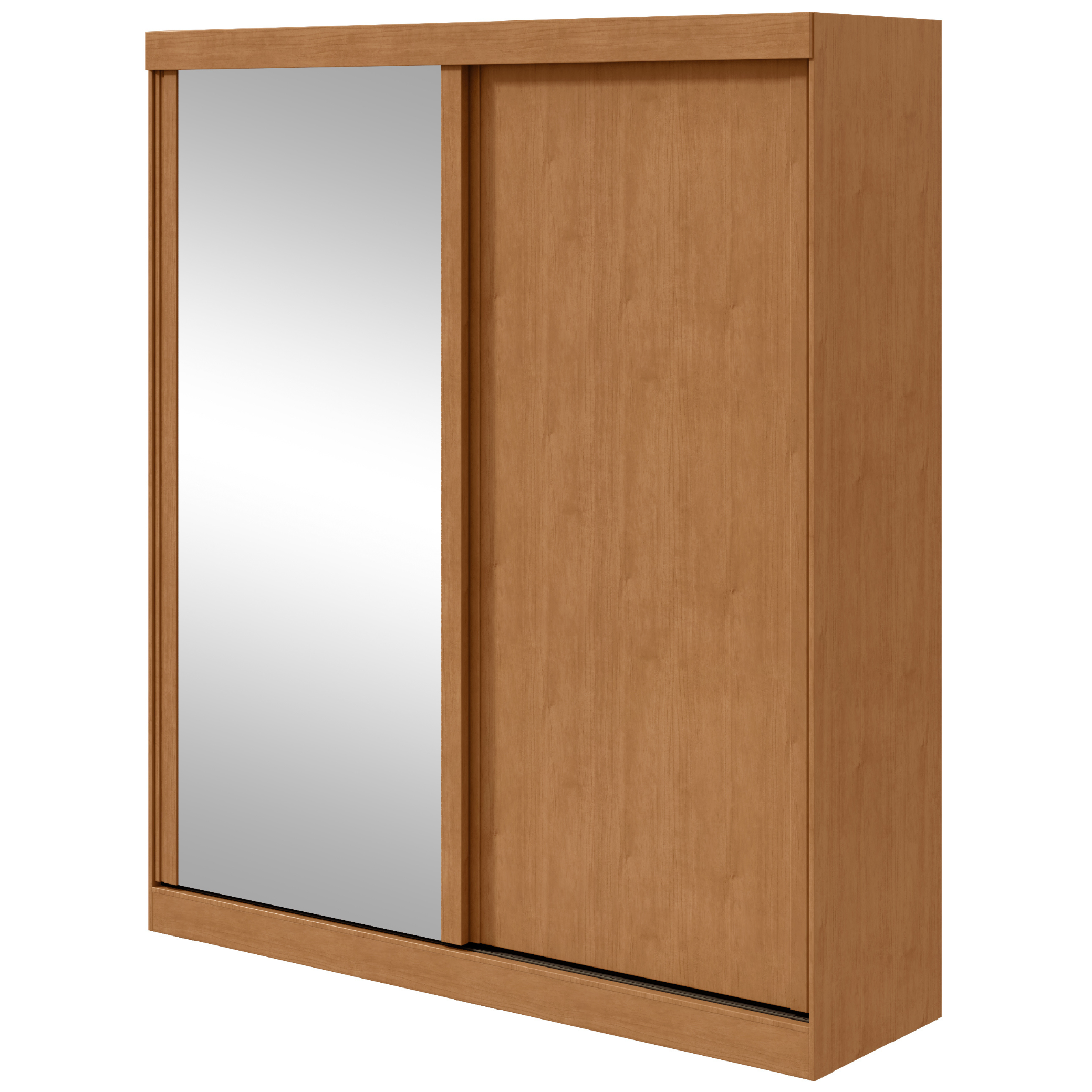 Roupeiro Zeine Lopas 180cm 2 Portas Correr com Espelho Flex Amêndoa e Off White