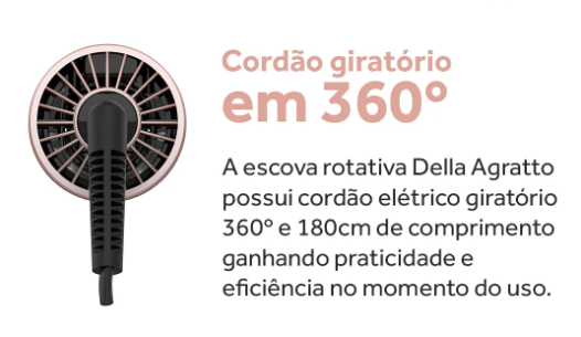Escova de cabelo Rotativa Agratto Della 1200/1000W Bivolt