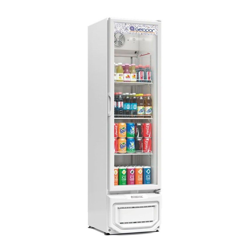 Expositora Vertical de Bebidas Gelopar 228L Porta de Vidro GPTU-230 BR Branco 220V