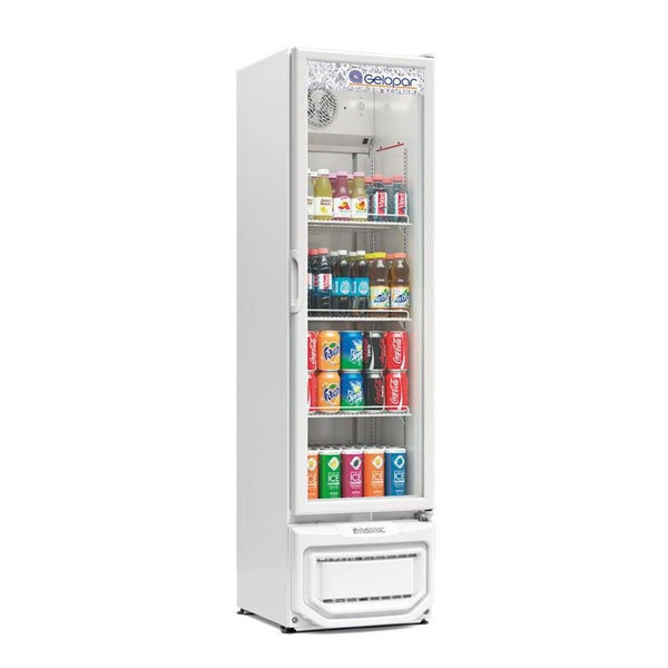 Expositora Vertical de Bebidas Gelopar 228L Porta de Vidro GPTU-230 BR Branco 220V