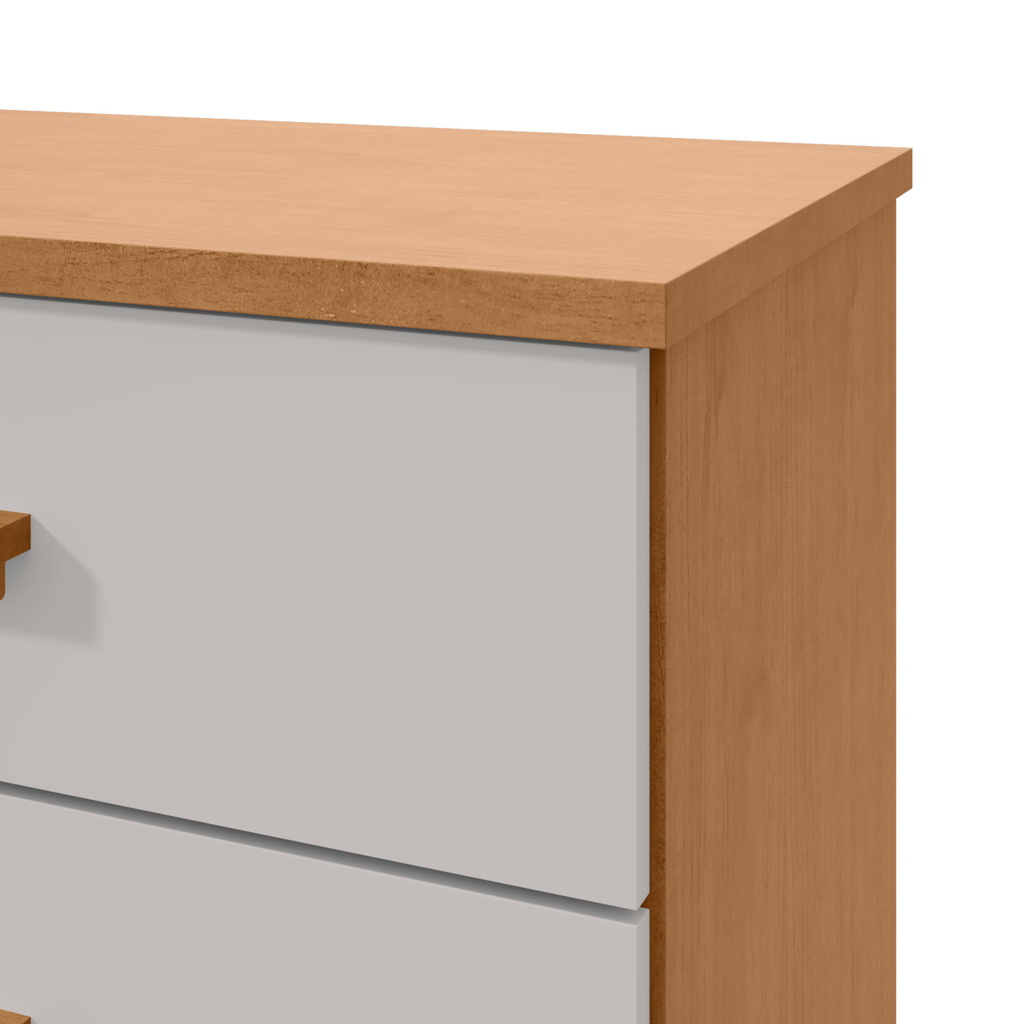 Mesa de Cabeceira Baião Lopas 3 Gavetas Amêndoa e Off White