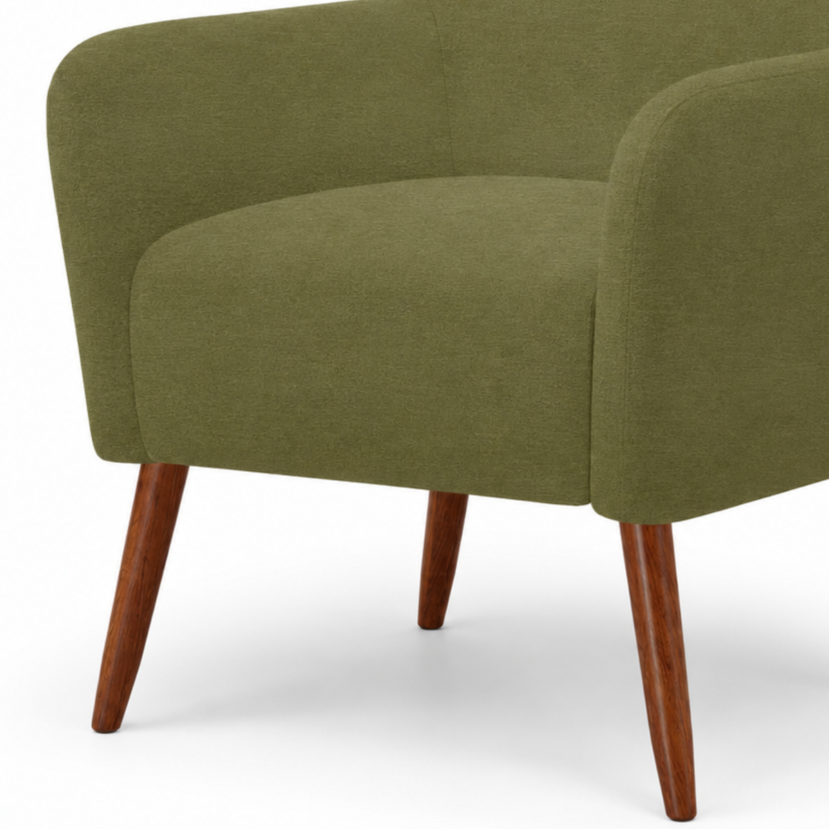 Poltrona La Paz 78cm Konfort Pés Palito Castanho Veludo Verde Oliva