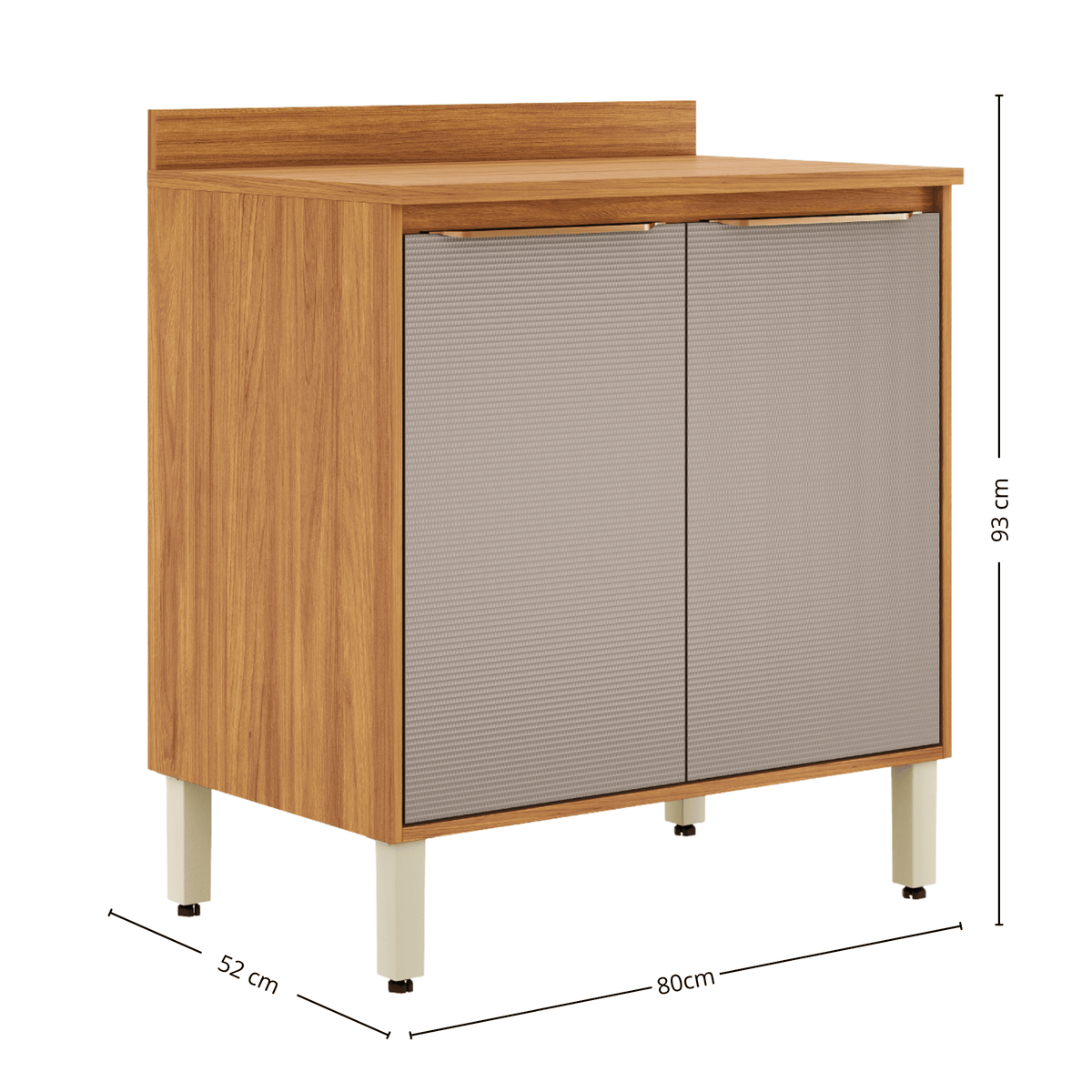 Armário Balcão de Cozinha Plena Demóbile 100% MDF 80cm 2 Portas Cinamomo e Nude