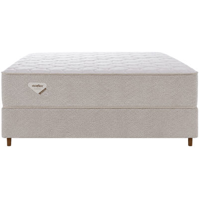 Conjunto Cama Box Multi Suportt Casal Ecoflex 138x188x57cm Miracoil Bouclê Bege