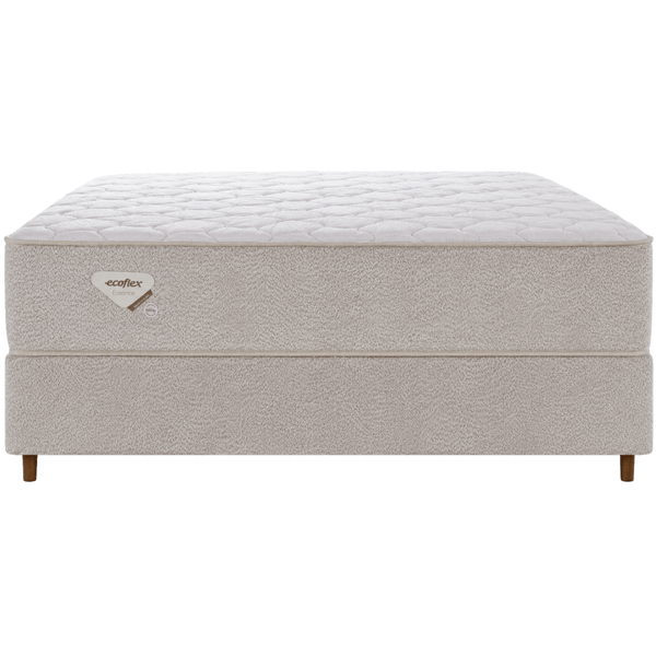 Conjunto Cama Box Multi Suportt Casal Ecoflex 138x188x57cm Miracoil Bouclê Bege