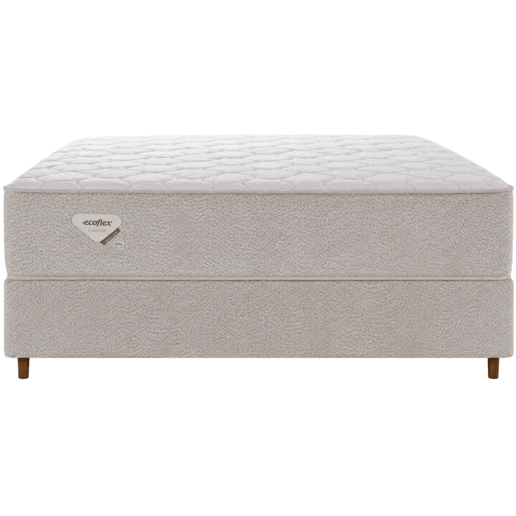 Conjunto Cama Box Multi Suportt Casal Ecoflex 138x188x57cm Miracoil Bouclê Bege