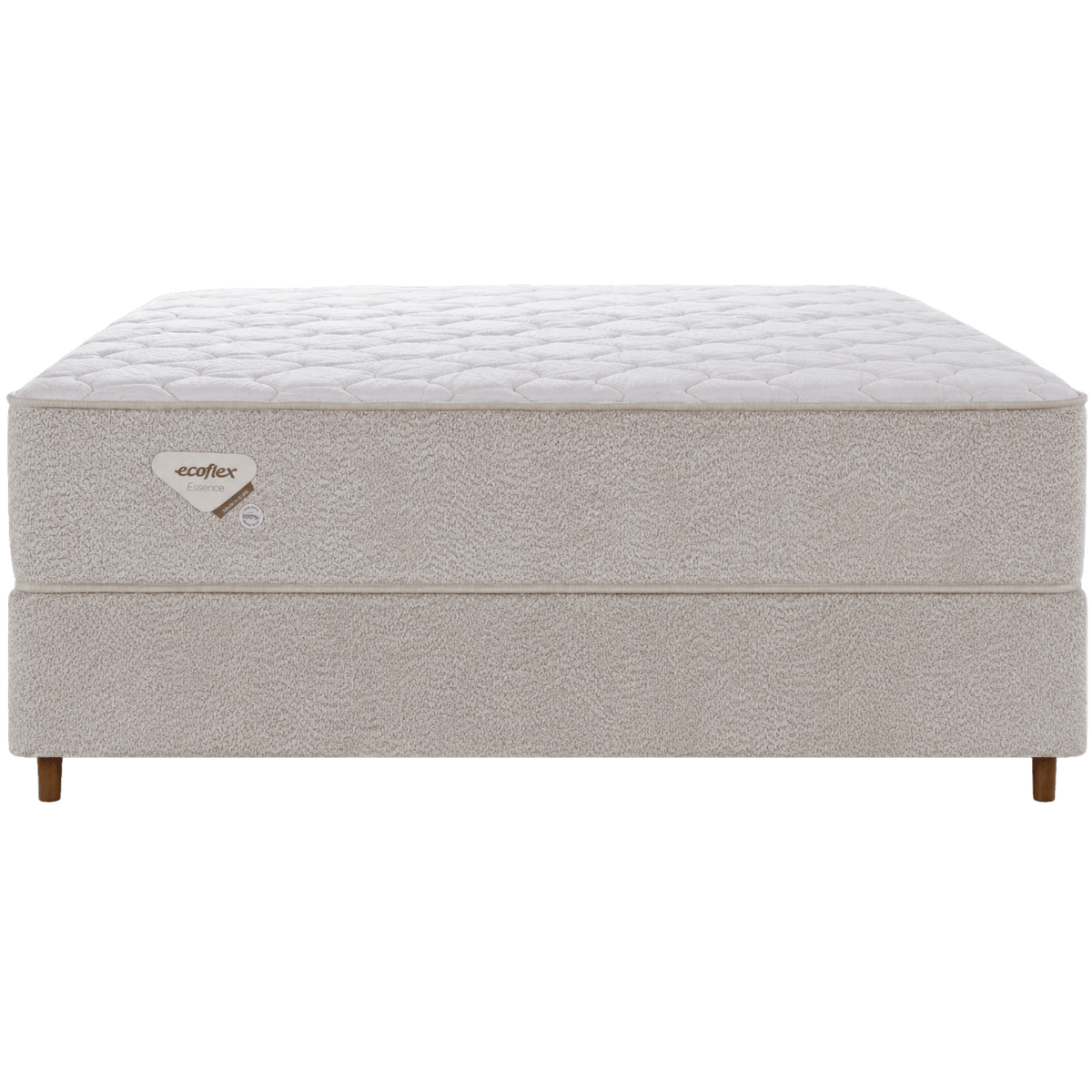 Conjunto Cama Box Multi Suportt Casal Ecoflex 138x188x57cm Miracoil Bouclê Bege