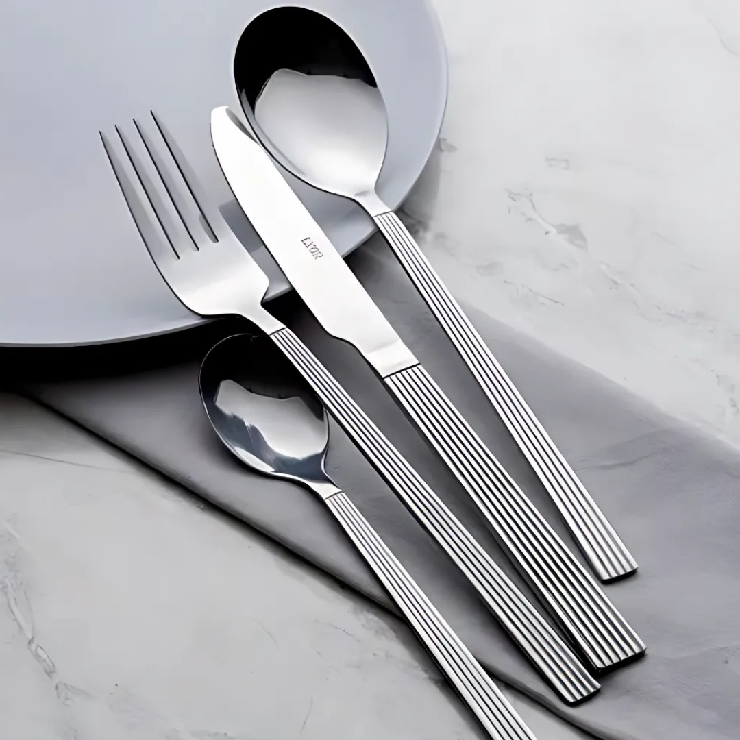 Faqueiro 16 Peças Lyor Athenas Minimalista em Aço Inox