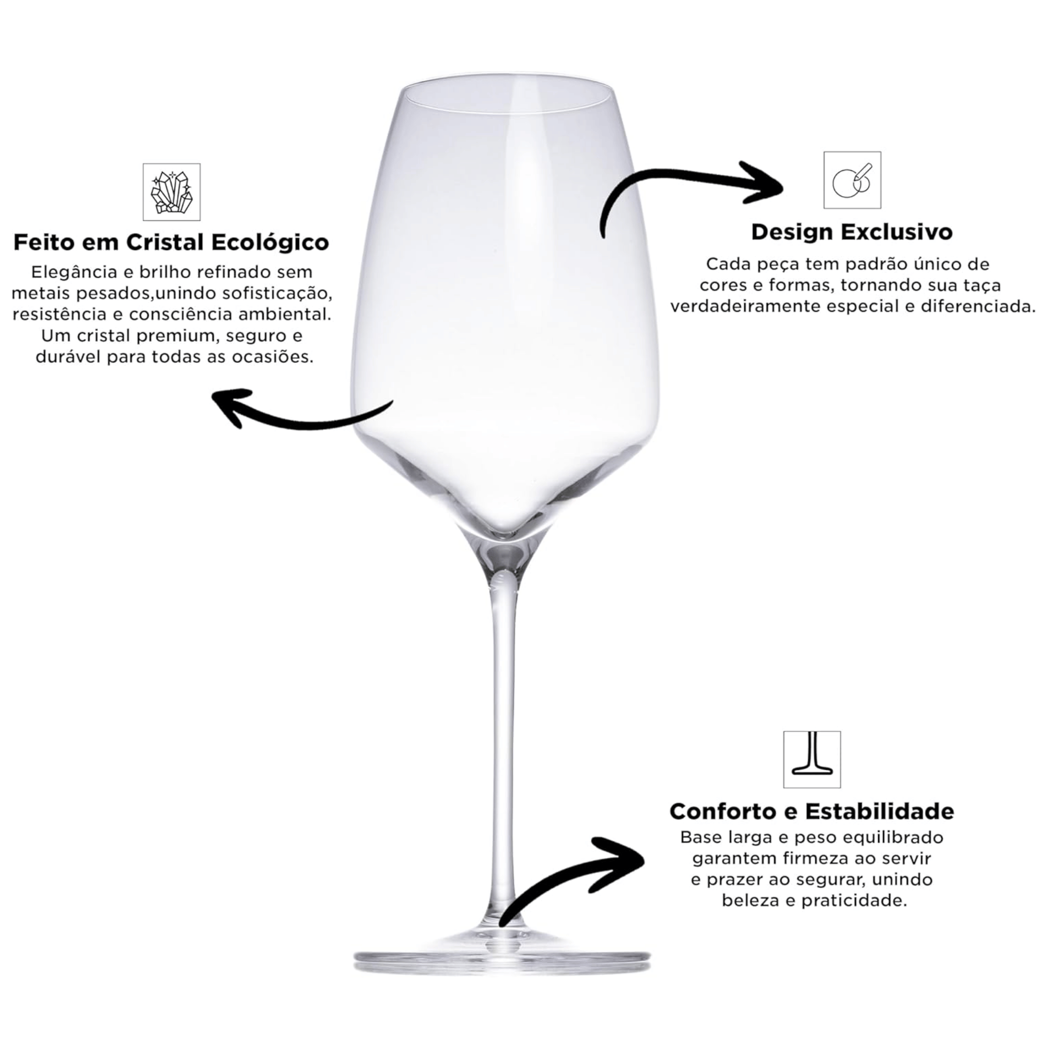 Jogo de 6 Taças Full-Fit Eleganza em Cristal Ecológico 440ml