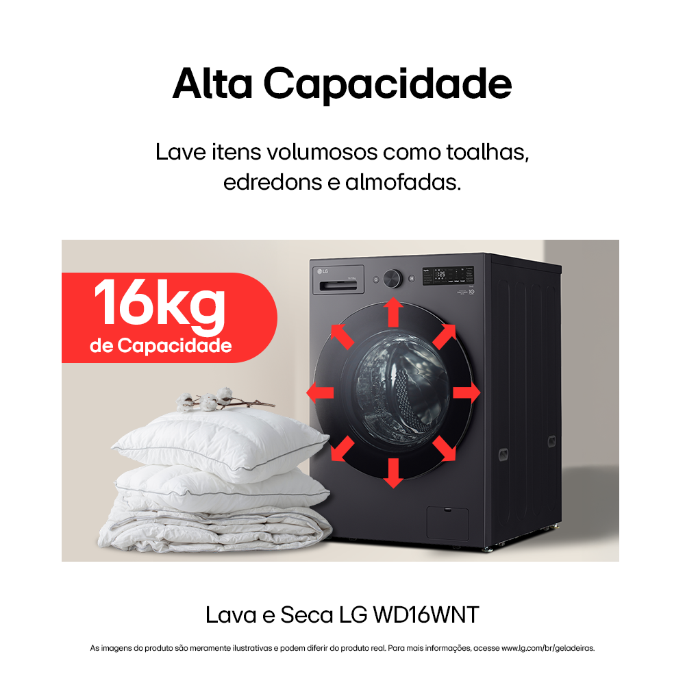 Lava e Seca Smart LG 16KG AI DD Black Inox 220V