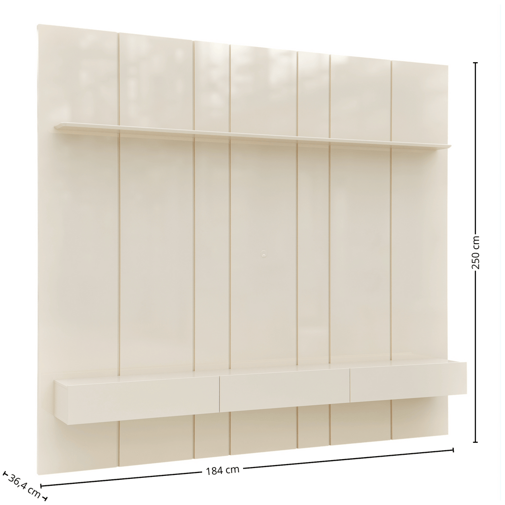 Home Painel Liso Slim Suspenso Imcal 184cm com Led Off White