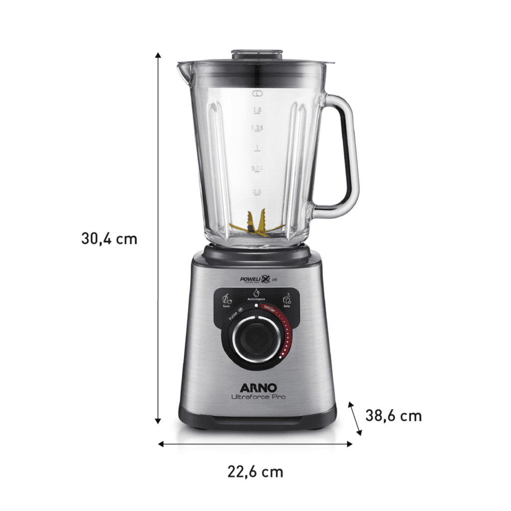 Liquidificador Arno 2L Ultraforce Pro LN93 Jarra em Vidro 1100W Inox 220V
