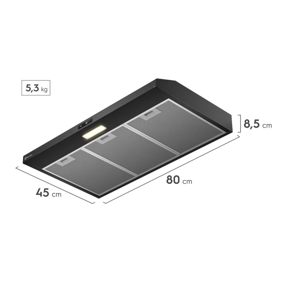 Depurador de Ar Electrolux 80cm Slim Painel Touch 3 Velocidades DE8TB Preto