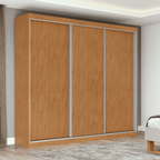 Roupeiro Quadrix Lopas 230cm 3 Portas Correr 100% MDF Flex  Off White e Amêndoa