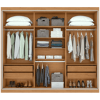 Roupeiro Quadrix Lopas 230cm 3 Portas Correr 100% MDF Flex  Off White e Amêndoa