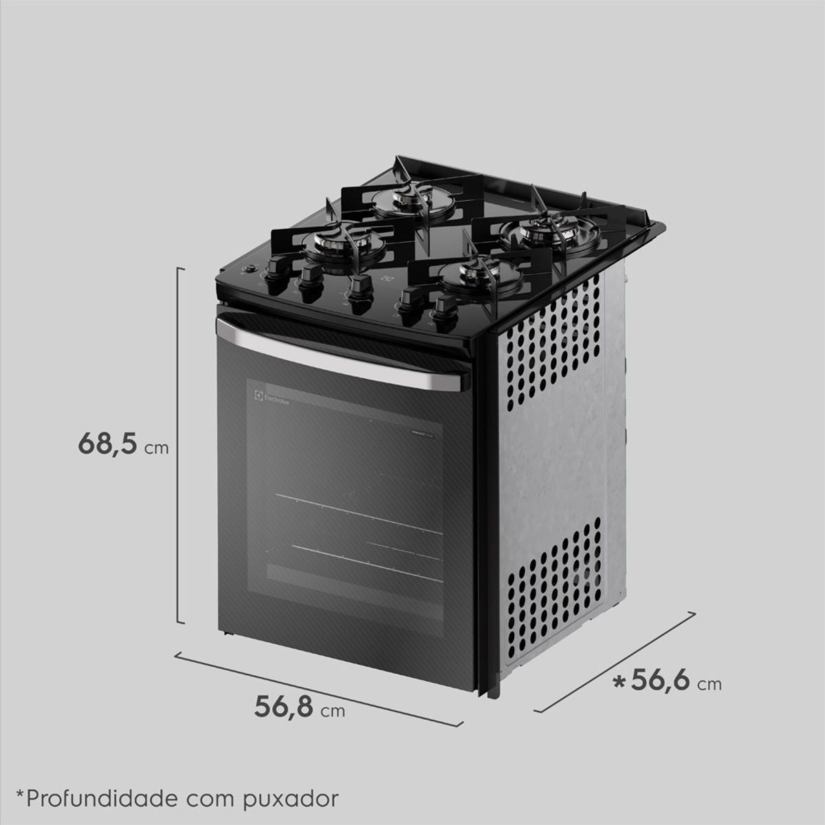 Fogão de Embutir 4 Bocas Electrolux Preto Experience FE4BP com Mesa de Vidro, PerfectCook e VaporBake Bivolt