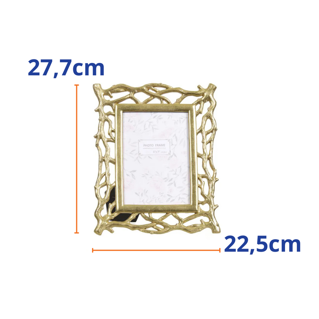 Porta-Retrato Florarte Poliresina 22,5x27,7x1,2cm Dourado