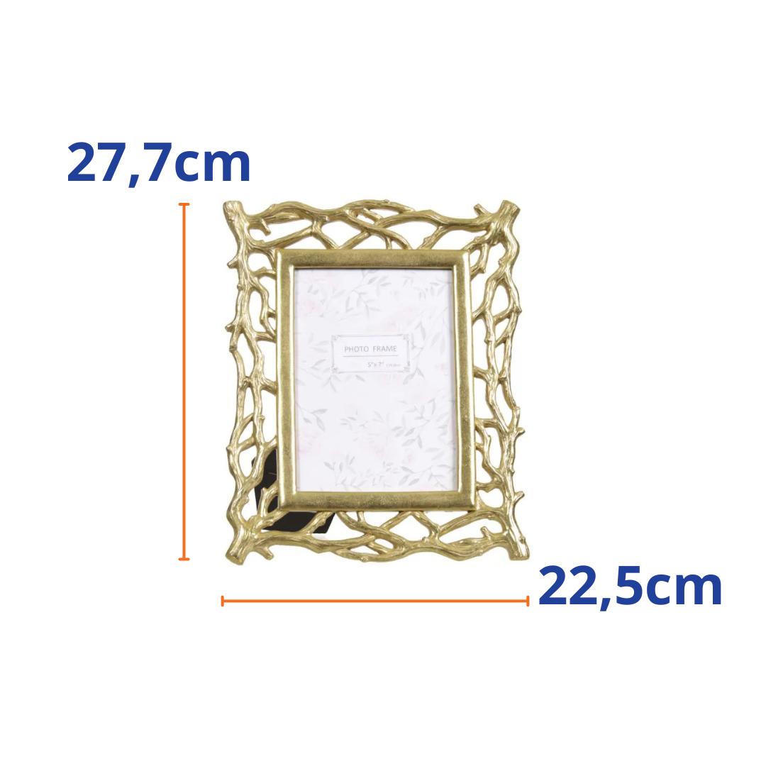 Porta-Retrato Florarte Poliresina 22,5x27,7x1,2cm Dourado