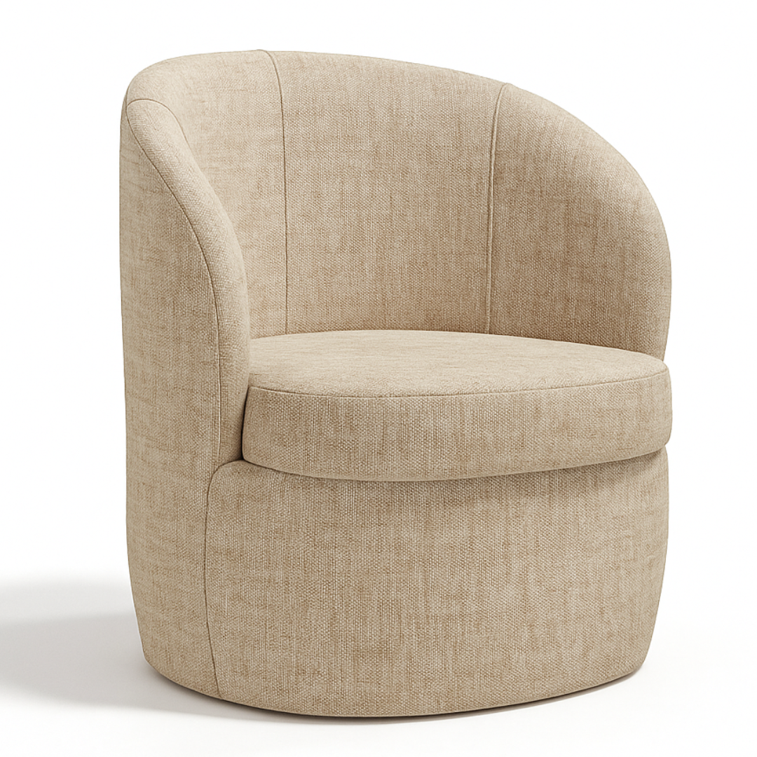 Poltrona Carrara 67cm Konfort Giratória Linho Bege