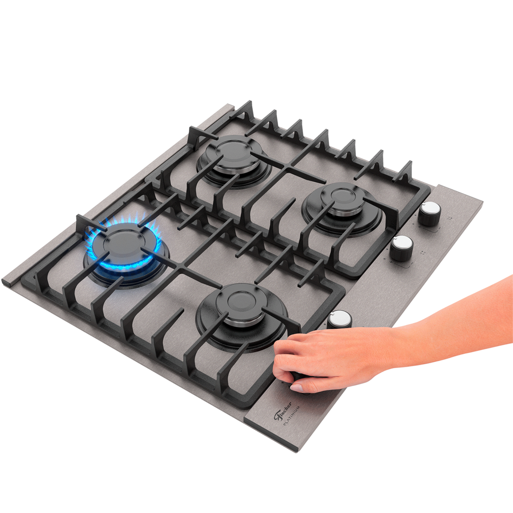 Cooktop à Gás Fischer 4 Bocas Platinium Prime Inox Bivolt